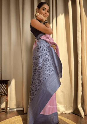 Baby Pink Colour Rich Pallu Saree Jacquard Zari With Blouse - Orgenza Store - digisoch