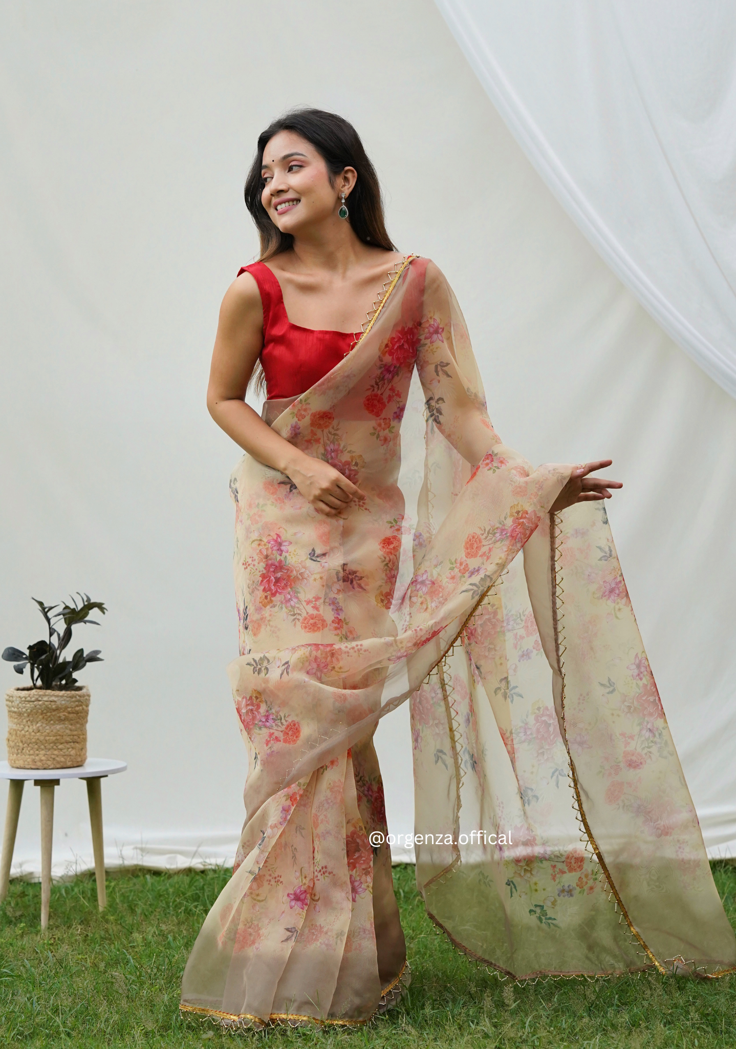 Pure Organza Saree With Heavy Lace Border - Orgenza Store