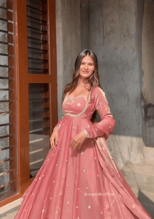 Premium Readymade Fandy Anarkali Suit Set (3 - Piece) with Zari & Sequins Embroidery - Orgenza Store - digisoch