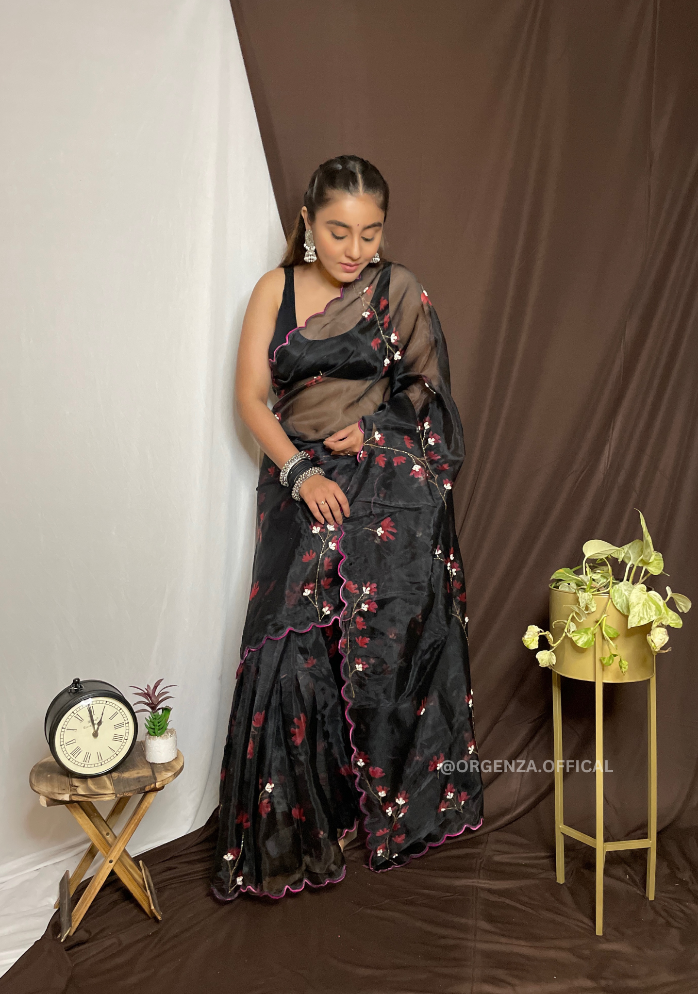 Organza Saree With Khatli Work - Orgenza Store