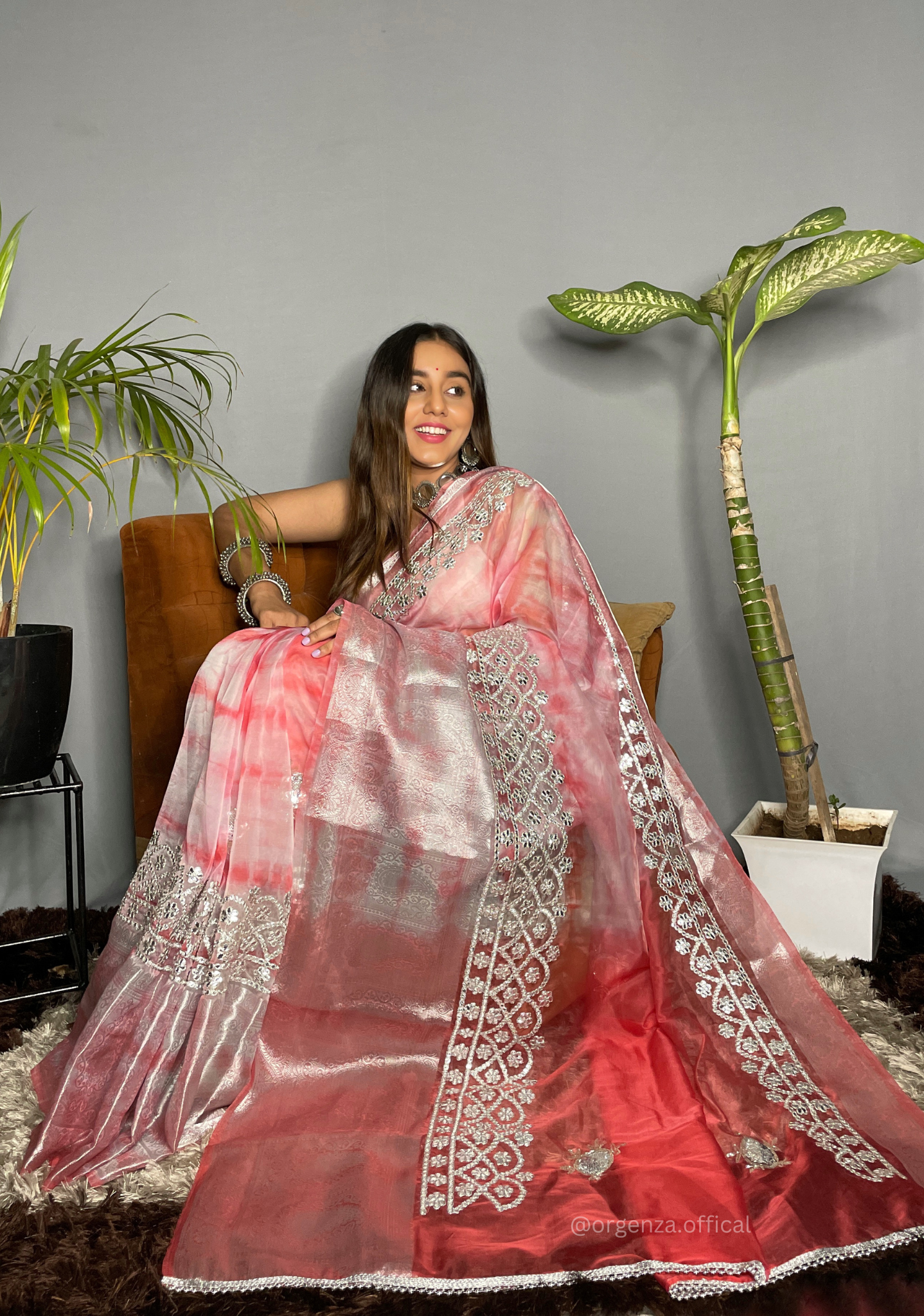 Pure Organza Saree With Weaving Border - Orgenza Store