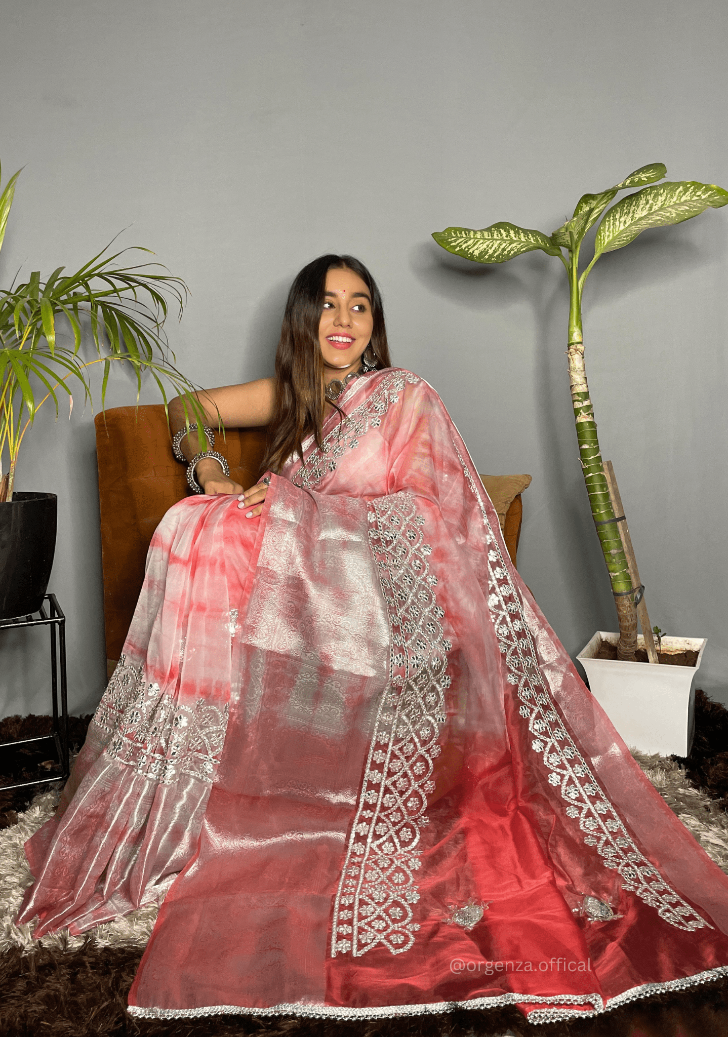Pure Organza Saree With Weaving Border - Orgenza Store