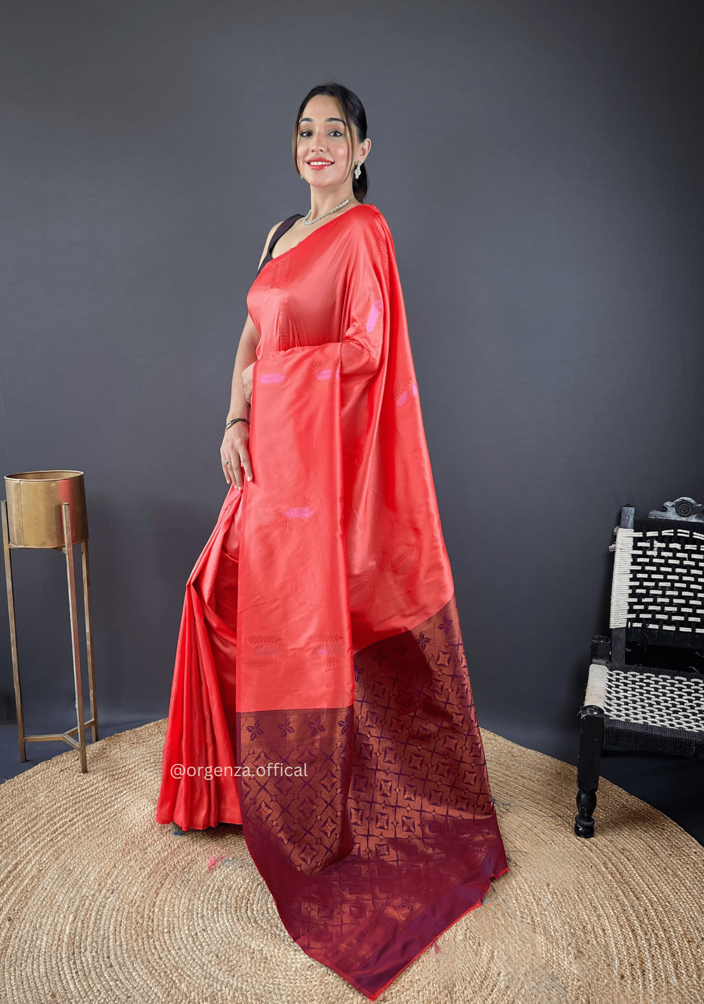 Orange Colour Silk Saree With Zari Weaving - Orgenza Store - digisoch
