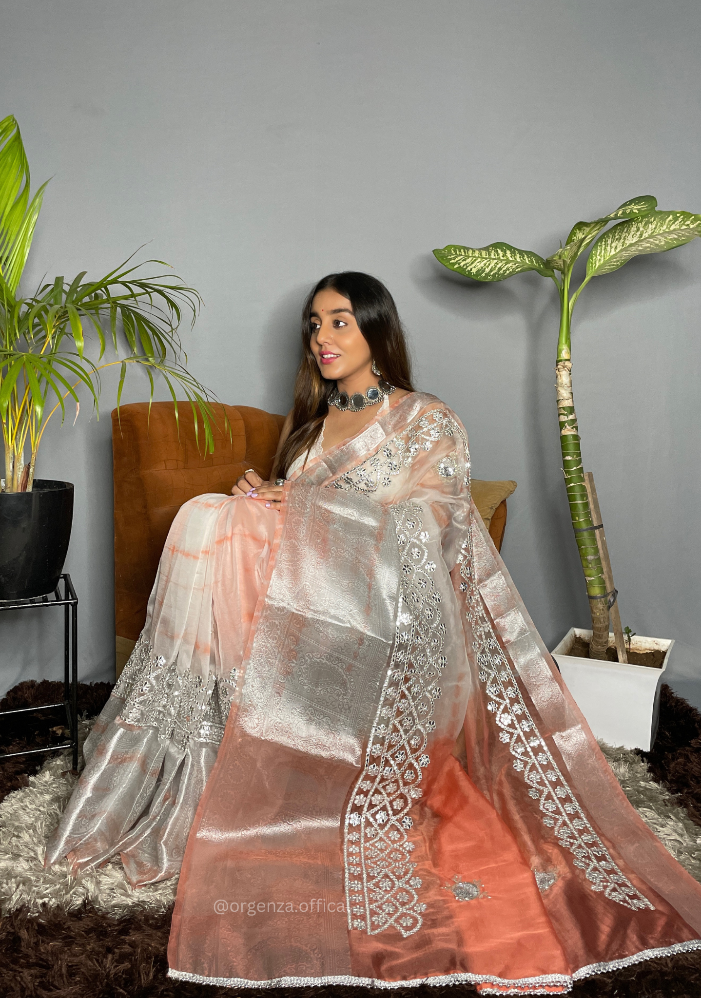 Organza Silk Saree With Gotta Patti Work - Orgenza Store