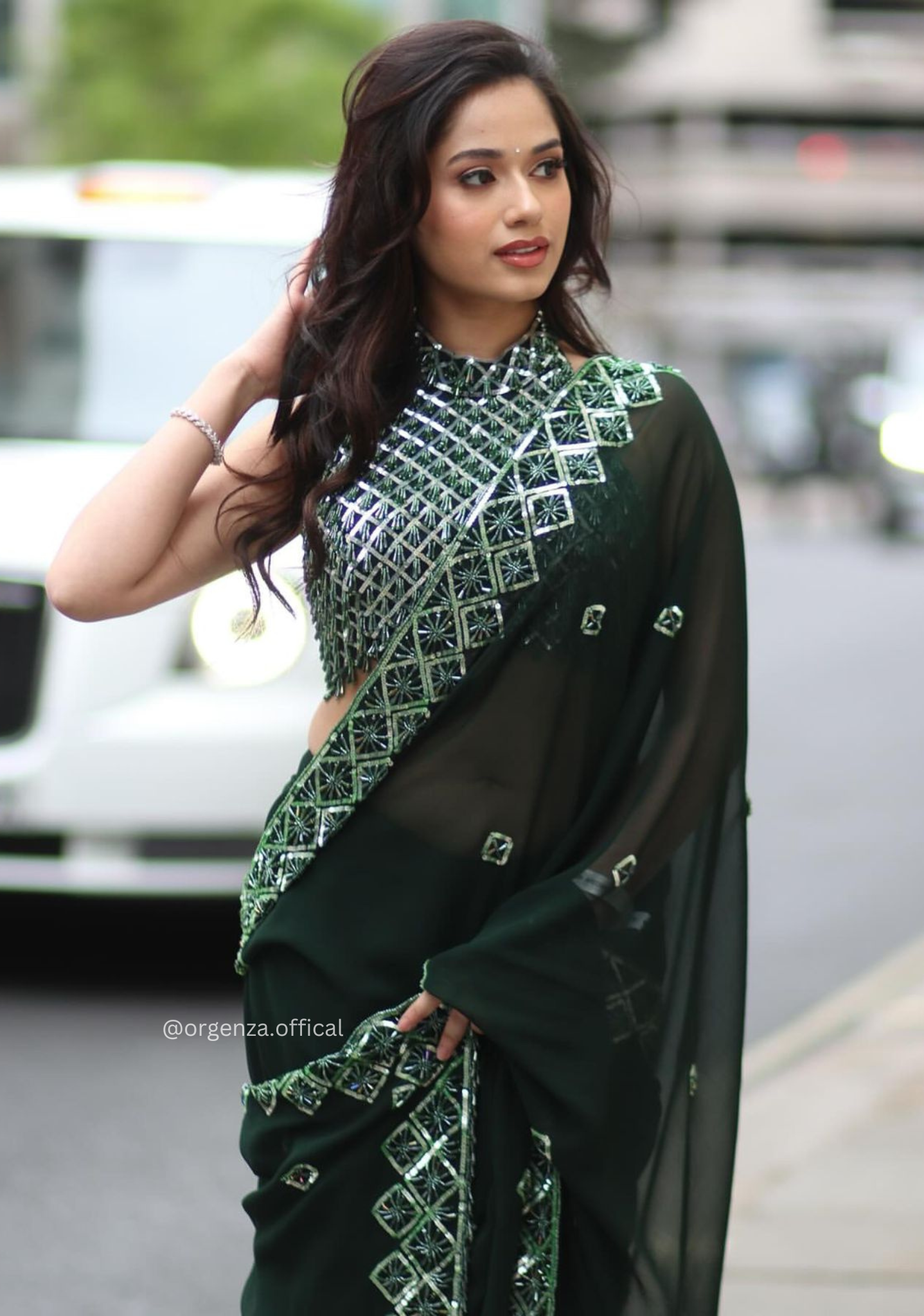 Bottle Green Rangoli Silk Saree With Sequence Embroidery Work