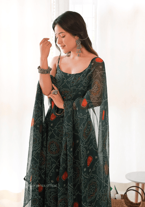 Pure Chiffon Bandhani Gown - Orgenza Store - digisoch
