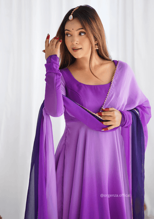 Georgette Plain Anarkali With Dupatta And Pant - Orgenza Store - digisoch