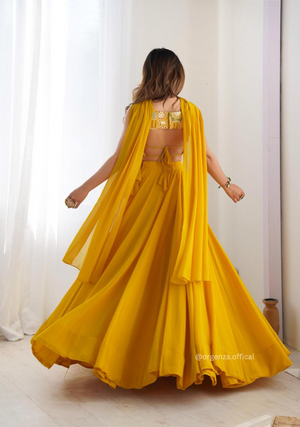 Yellow Colour Georgette Lengha Choli - Orgenza Store