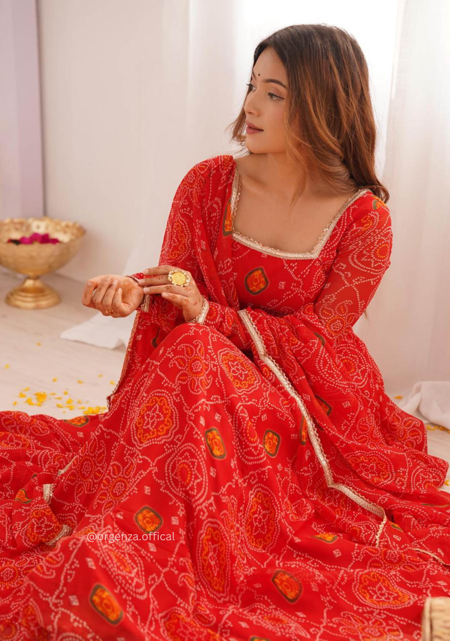Pure Chiffon Bandhej Gown - Orgenza Store