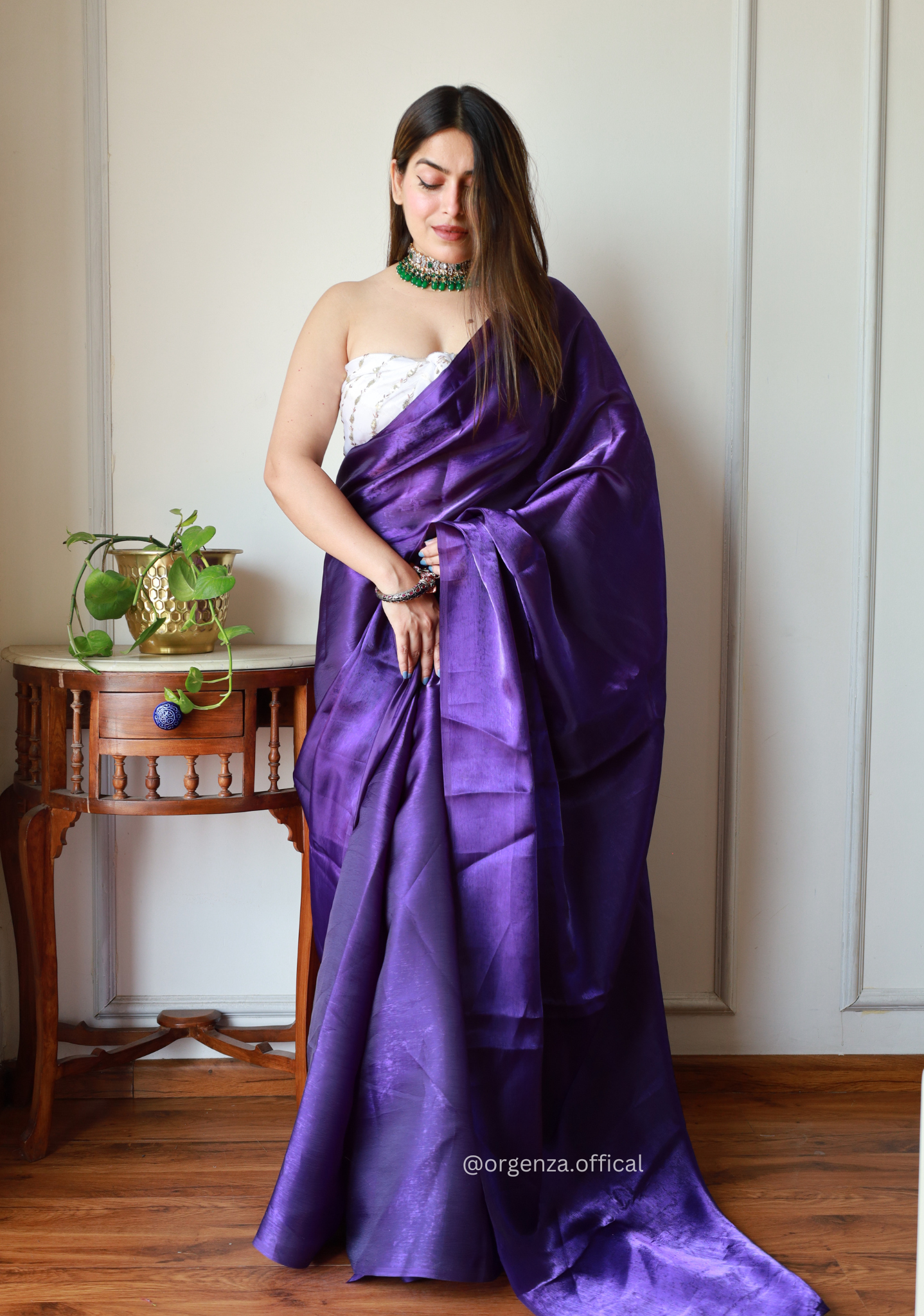 Plain Purple Colour Jimmy Choo Saree - Orgenza Store
