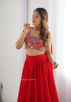 Red Colour Georgette Lengha Choli - Orgenza Store