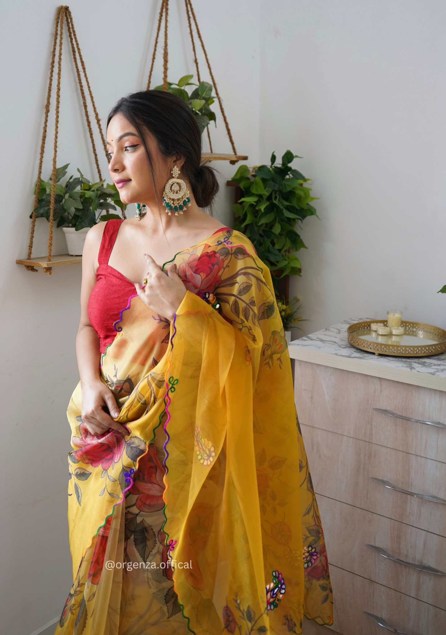 Orgenza Saree With Multi Colour Gotta Work