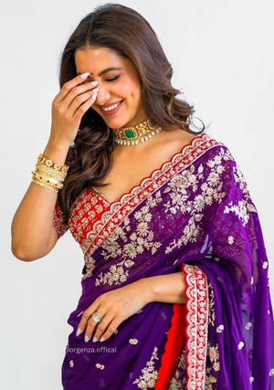 Purple Colour Rangoli Silk Saree - Orgenza Store - digisoch