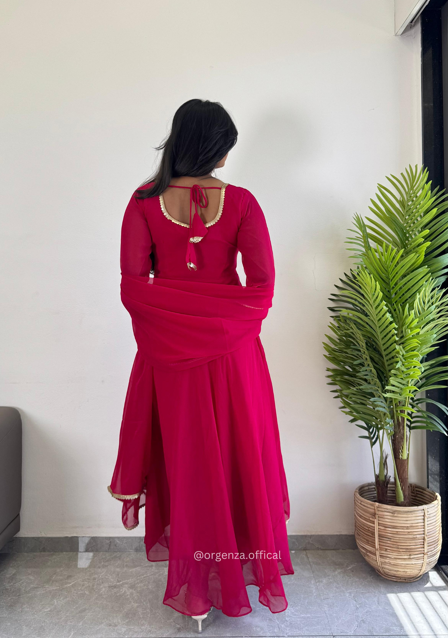 Pink Colour Pure Georgette Gown - Orgenza Store