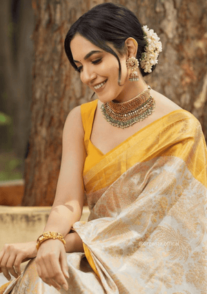 Yellow Colour Rich Pallu Saree Jacquard Zari With Blouse - Orgenza Store - digisoch