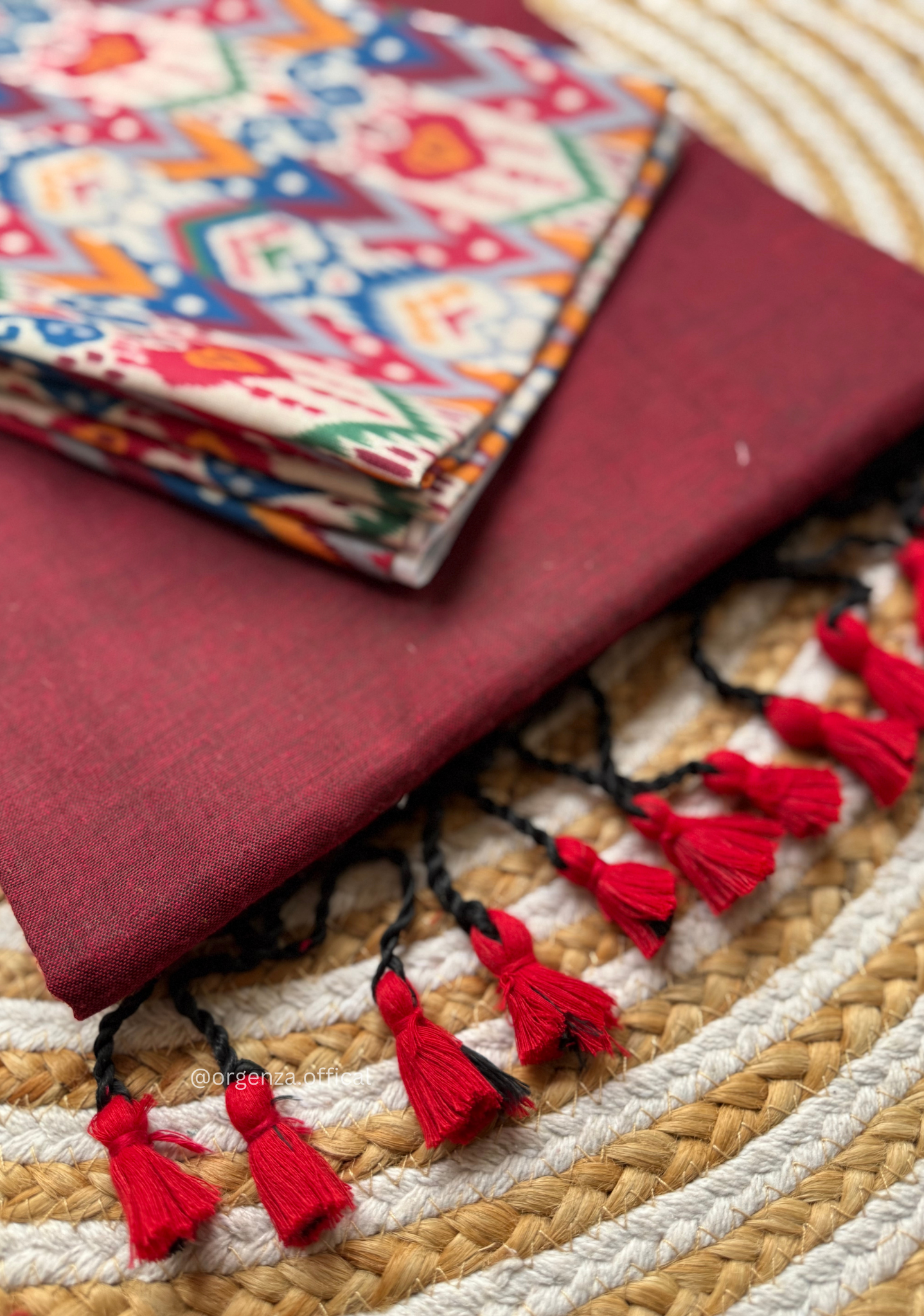 Maroon Colour Cotton Saree With Multi Print Blouse