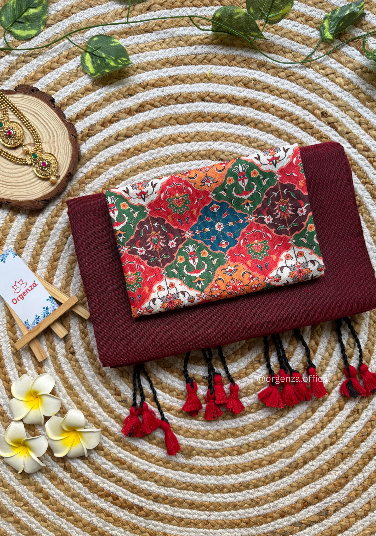 Maroon Cotton Saree With Chex print Blouse