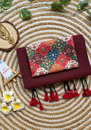 Maroon Cotton Saree With Chex print Blouse - Orgenza Store - digisoch