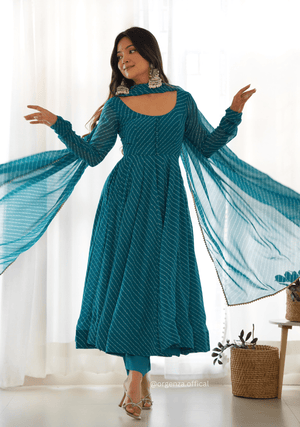 Georgette Silk Laheriya Print Anarkali - Orgenza Store - digisoch