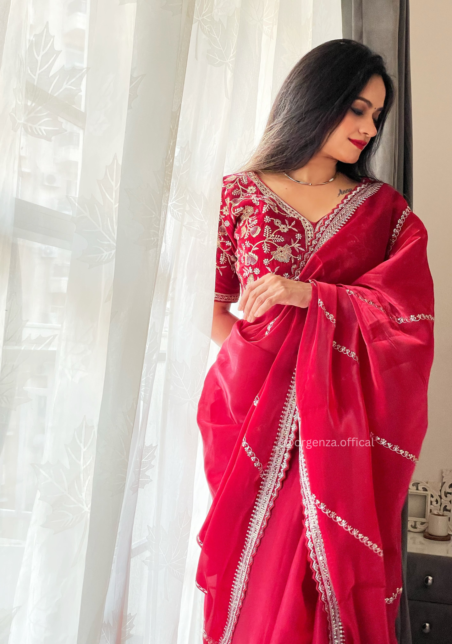 Soft jimmy Choo Silk Saree With Readymade Blouse - Orgenza Store