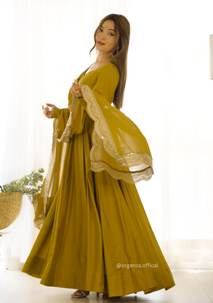 Roman Silk Chanderi Plain Anarkali Kurti - Orgenza Store