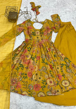 Roman Silk Chanderi Fabric Kediya Kurta With Palazzo Set - Orgenza Store