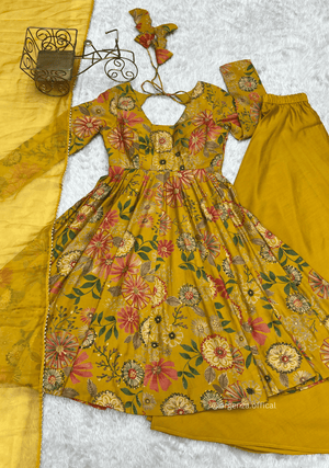 Roman Silk Chanderi Fabric Kediya Kurta With Palazzo Set - Orgenza Store - digisoch