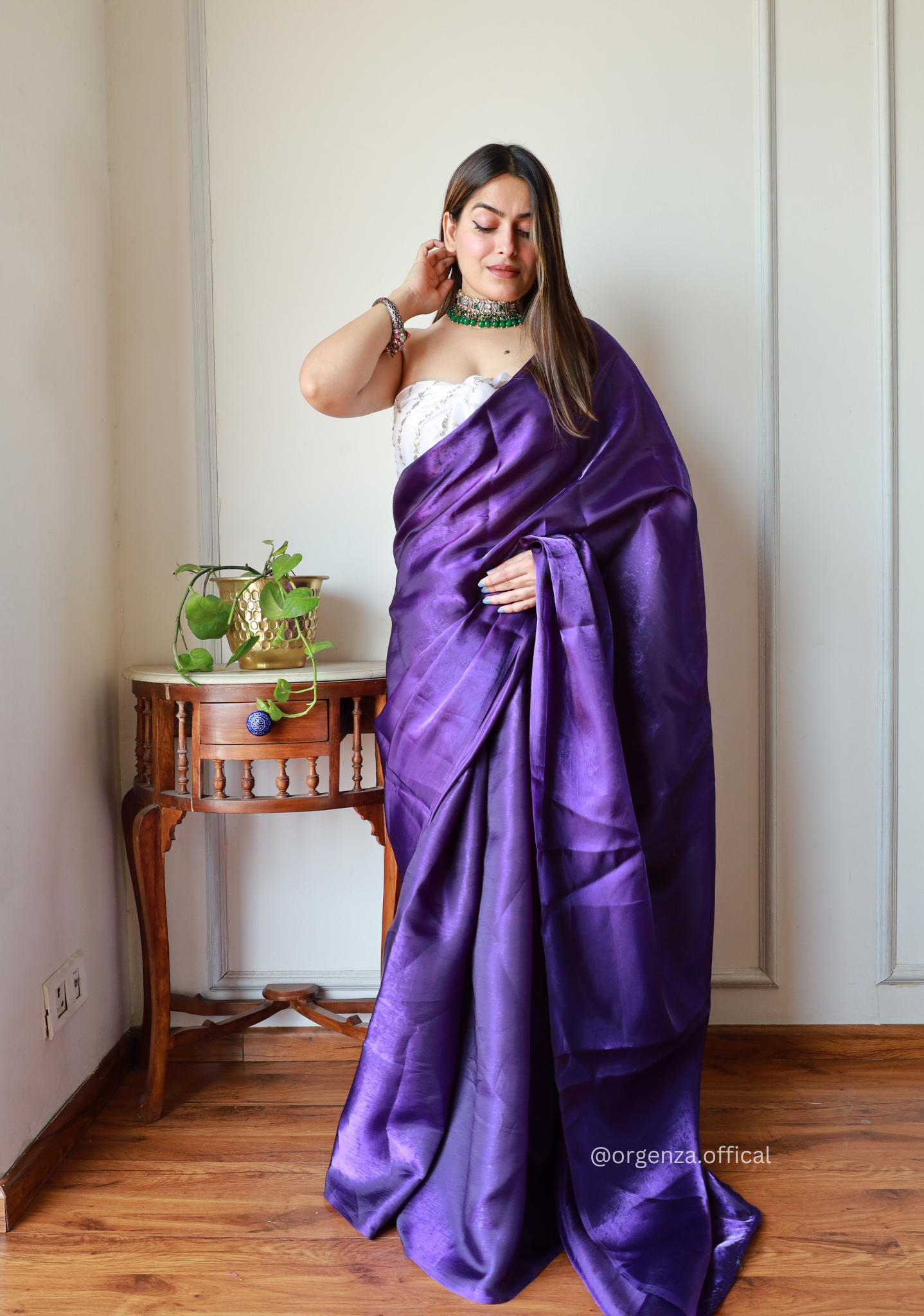 Plain Purple Colour Jimmy Choo Saree - Orgenza Store