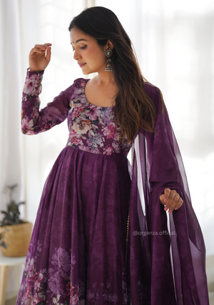 Floral Organza Silk Anarkali Kurtis - Orgenza Store