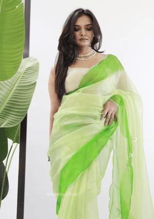 Green Colour Organza Silk Saree - Orgenza Store - digisoch