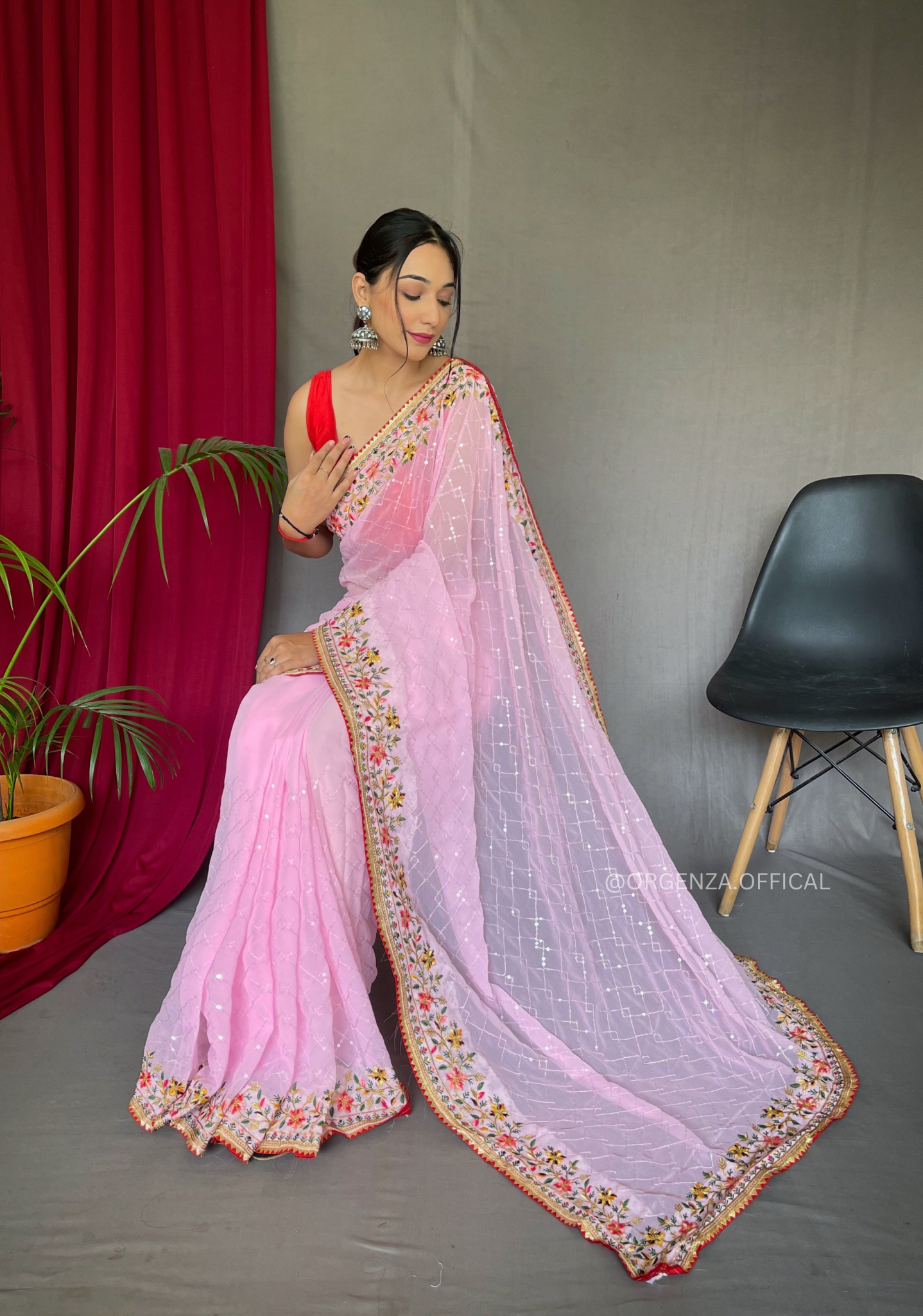 Pure Georgette Saree With Embroidery work - Orgenza Store