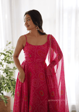 Pure Chiffon Bandhani Gown - Orgenza Store - digisoch
