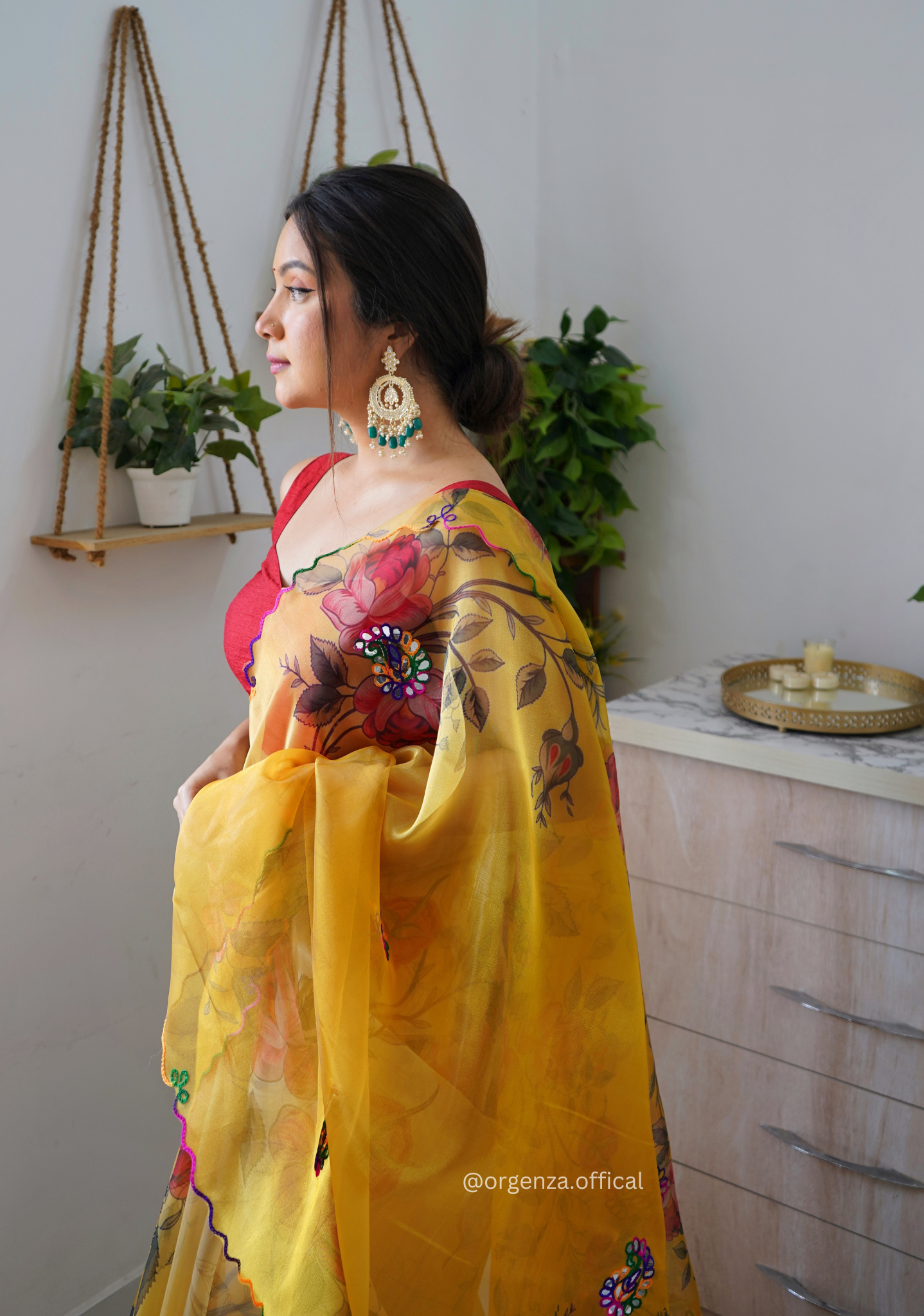 Orgenza Saree With Multi Colour Gotta Work
