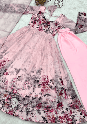 Baby Pink Anarkali With Floral Printed - Orgenza Store - digisoch