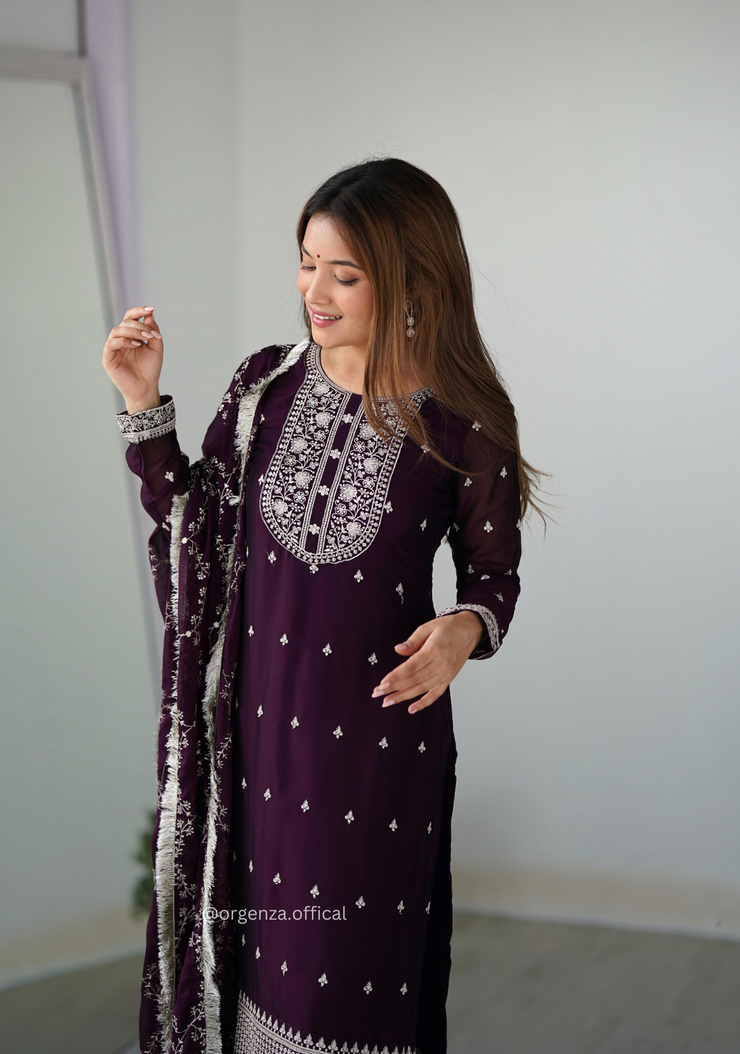 Rangoli Fabric Straight Fit Kurta With Dupatta Set - Orgenza Store