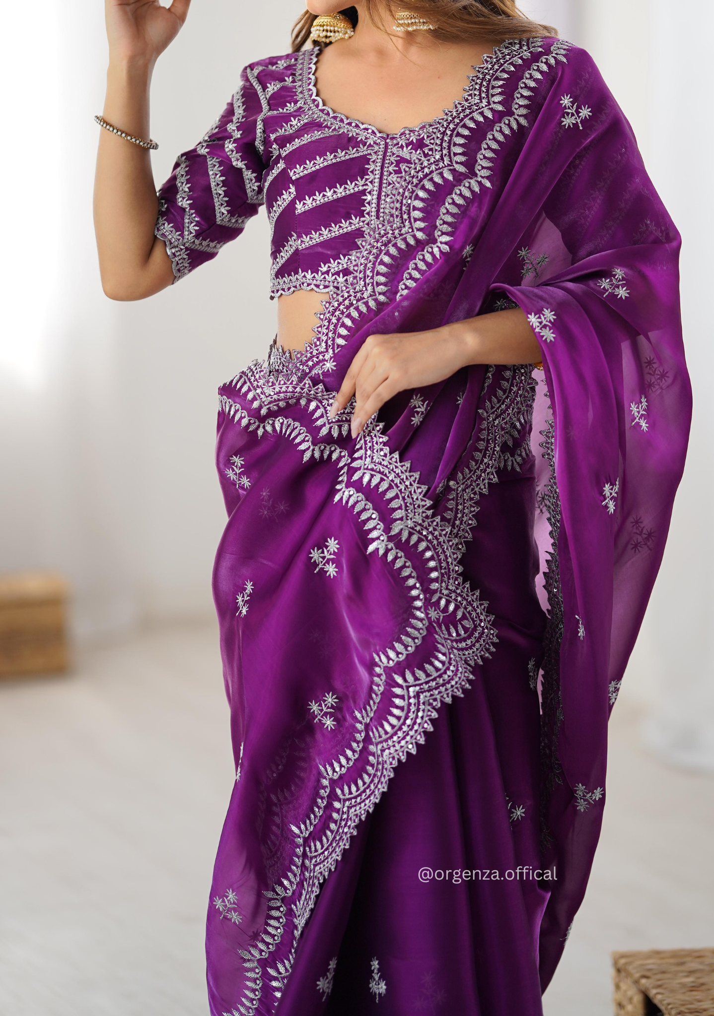 Soft jimmy Choo Silk Saree With Sequence Work - Orgenza Store