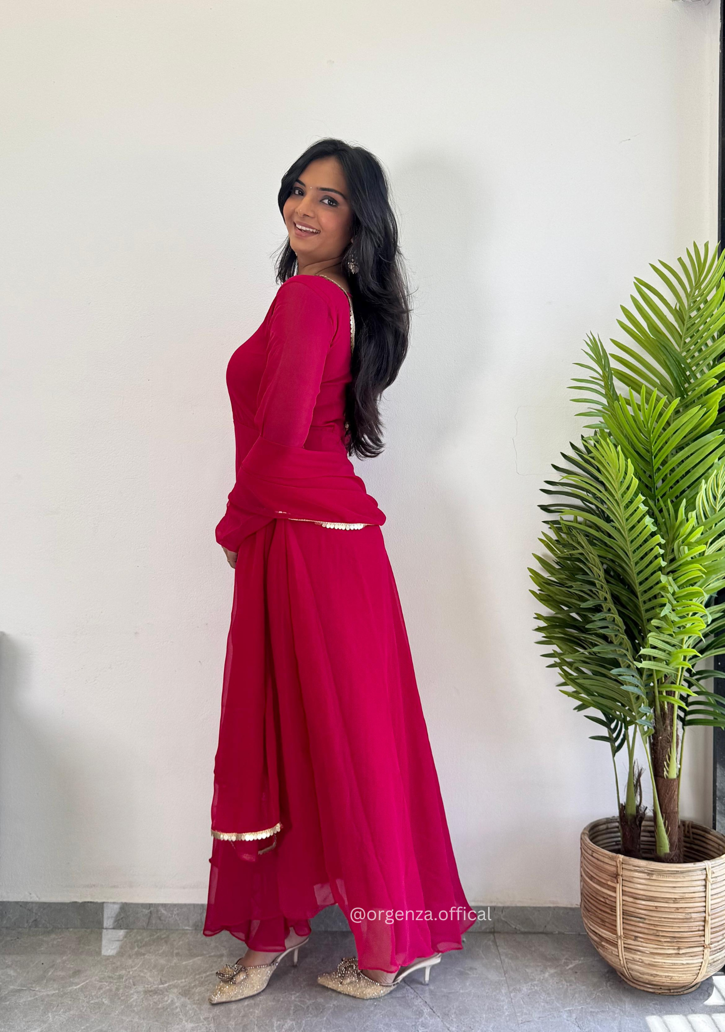 Pink Colour Pure Georgette Gown - Orgenza Store