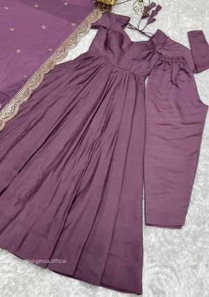 Roman Silk Chanderi Plain Anarkali Kurti - Orgenza Store