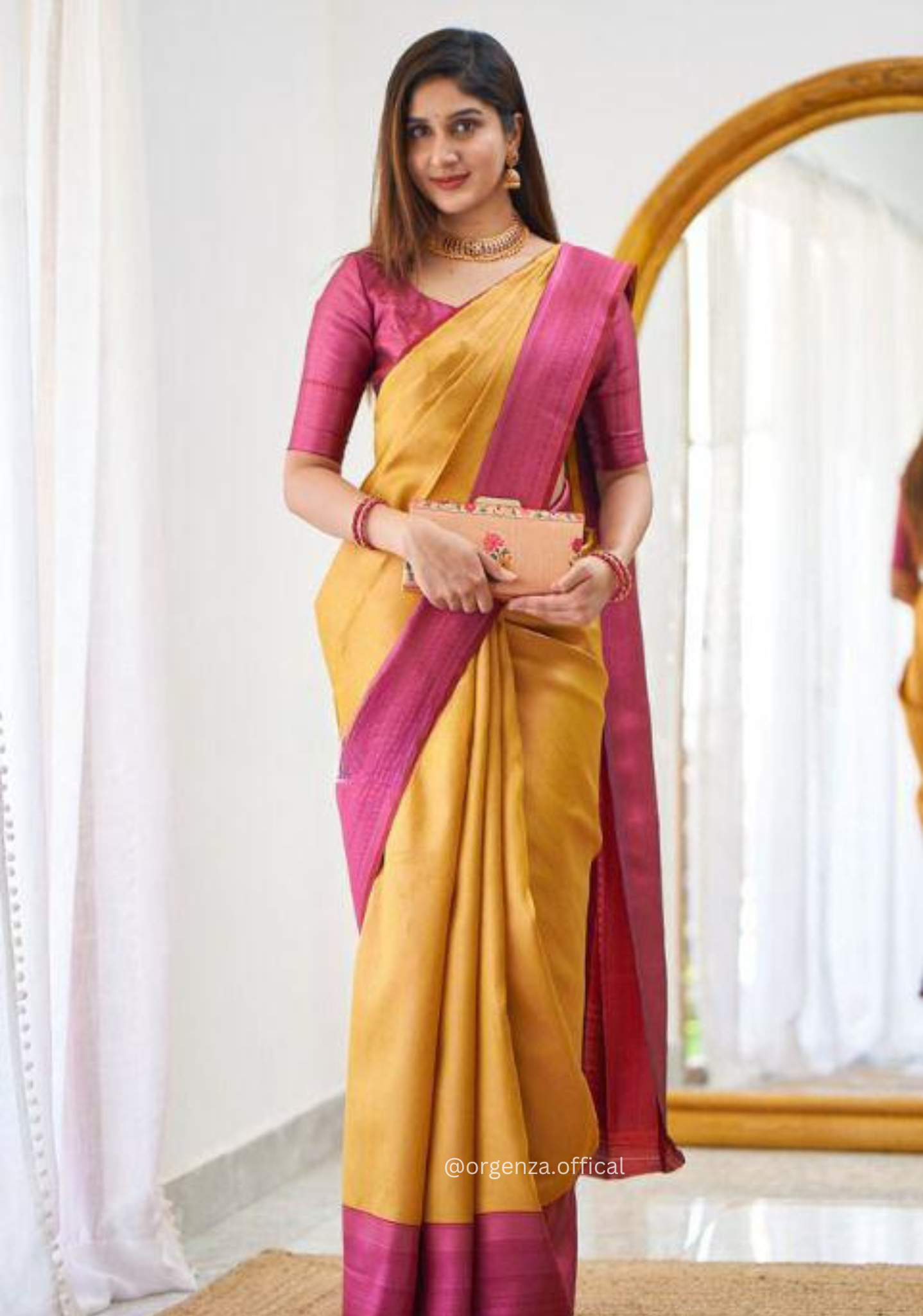Haldi Yellow Colour Lichi Silk Saree With Jacquard Zari Work