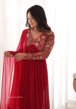 Red Colour Georgette Kurta Set - Orgenza Store - digisoch