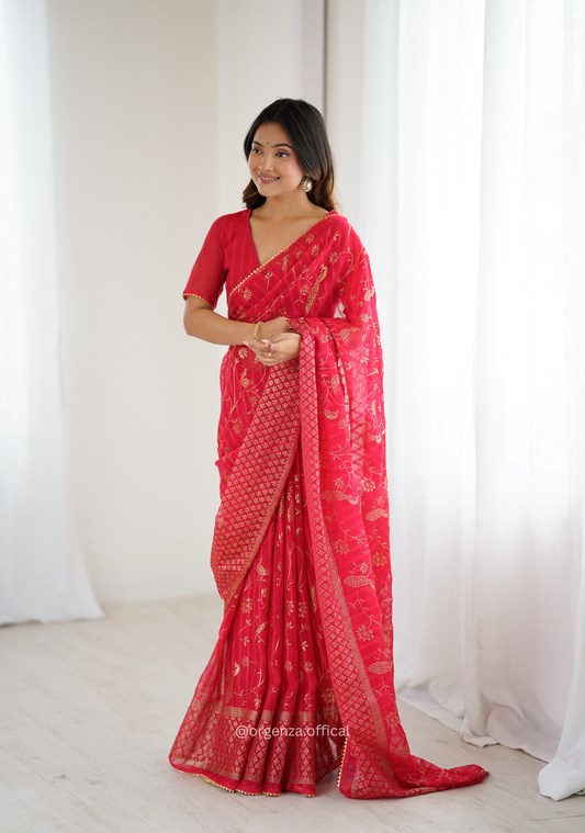Red Colour Georgette Silk Saree