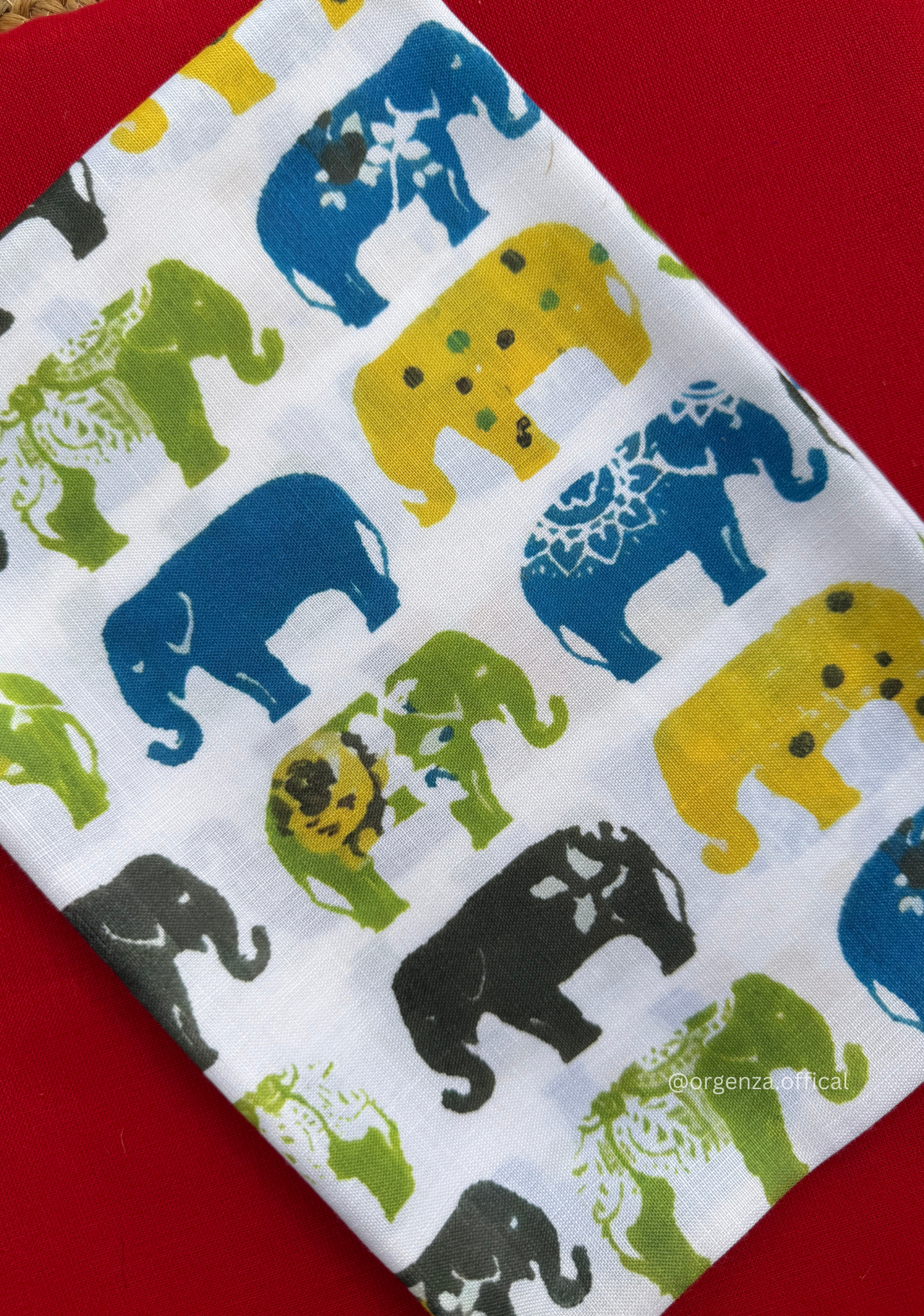 Red Colour Cotton Saree With Multi Elephant Print Blouse