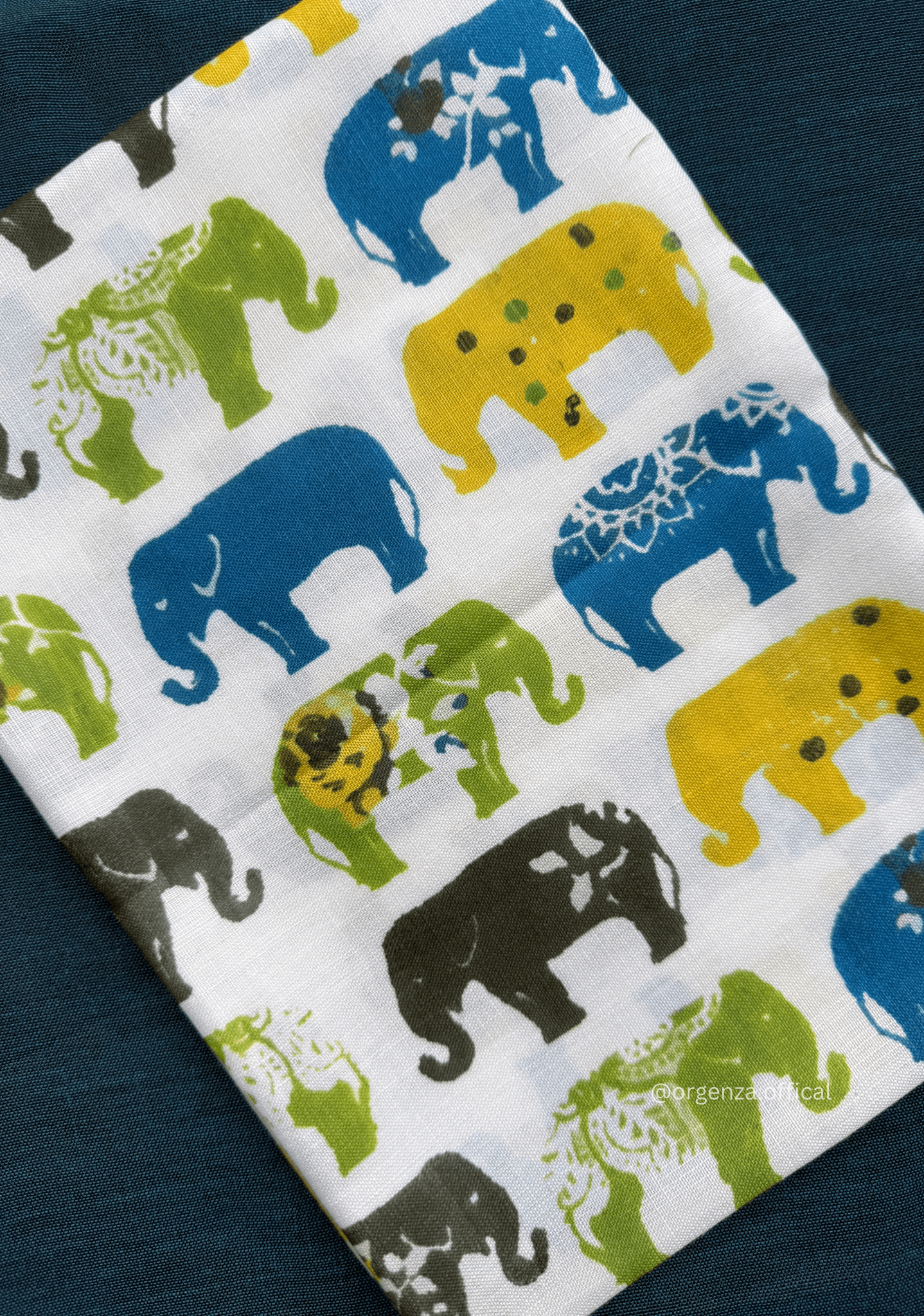 Rama Blue Colour Cotton Saree With Multi Elephant Print Blouse - Orgenza Store - digisoch