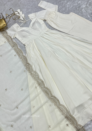 Roman Silk Chanderi Plain Anarkali Kurti - Orgenza Store