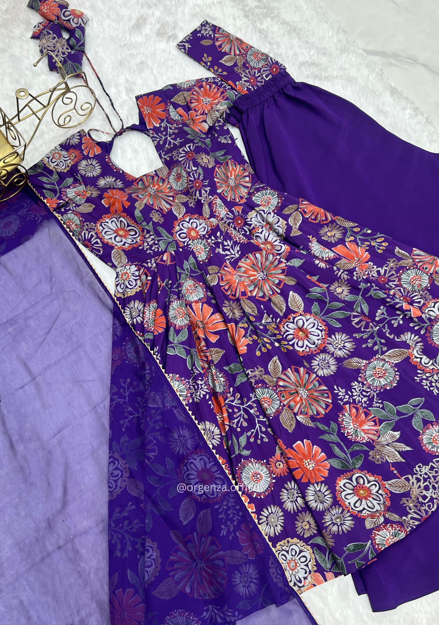 Roman Silk Chanderi Fabric Kediya Kurta With Palazzo Set