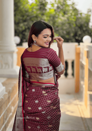 Brown Colour Silk Saree With Gold And Silver Zari - Orgenza Store - digisoch