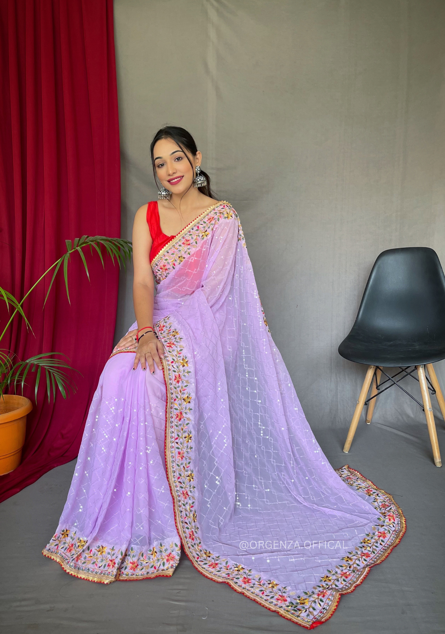 Purple Colour Georgette Silk Saree - Orgenza Store