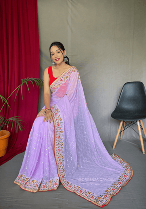 Purple Colour Georgette Silk Saree - Orgenza Store