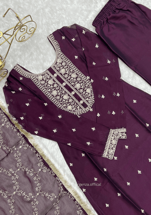 Rangoli Fabric Straight Fit Kurta With Dupatta Set - Orgenza Store - digisoch