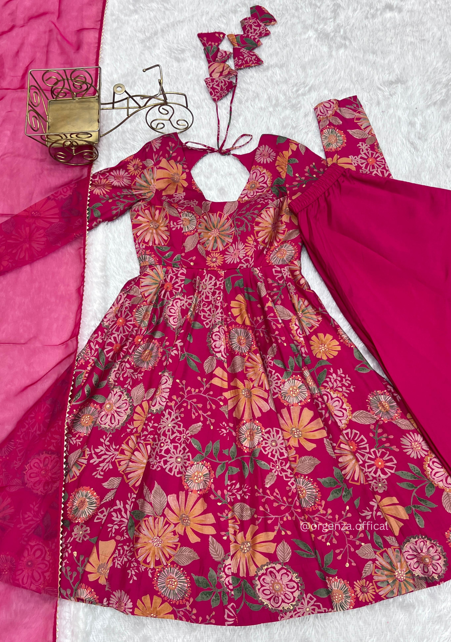 Roman Silk Chanderi Fabric Kediya Kurta With Palazzo Set - Orgenza Store